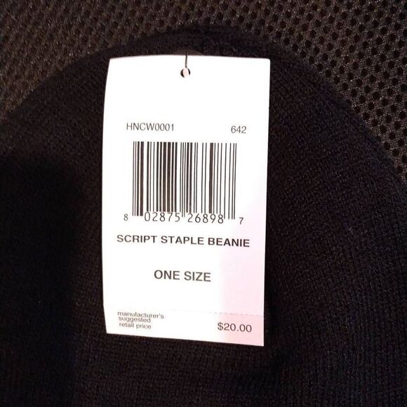 Hurley NWT Staple Beanie Black with Pin Hurley Embroidery OS - Picture 9 of 14